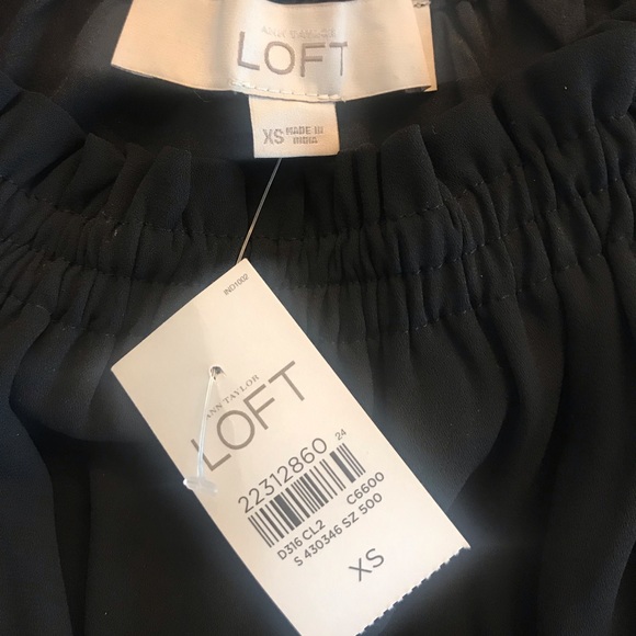 LOFT NWT off the shoulder black lace dress size xs - Picture 5 of 5